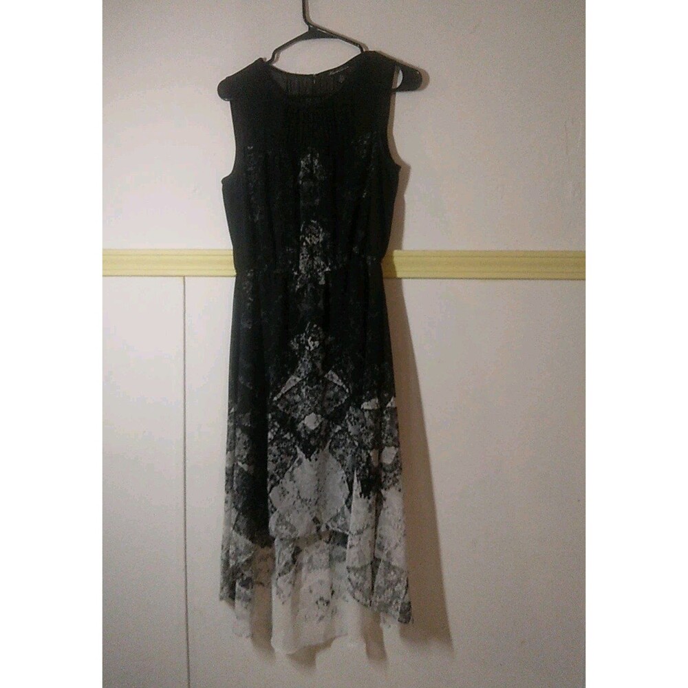 Kenneth Cole New York Hi Low Sleeveless Dress Black And White Layered Flowy